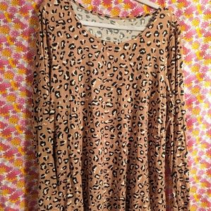 Cuddl Duds Animal Print L Night Gown PJ Top